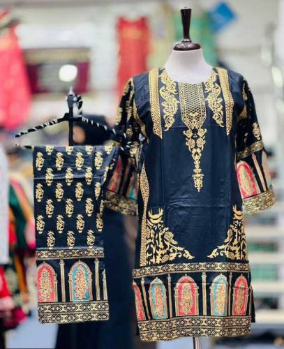 2 PC's women stiched linen printed suit