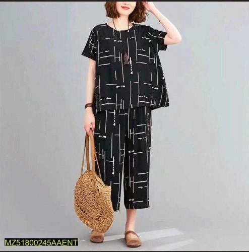 2 pcs women stitched jersey print sleepware 