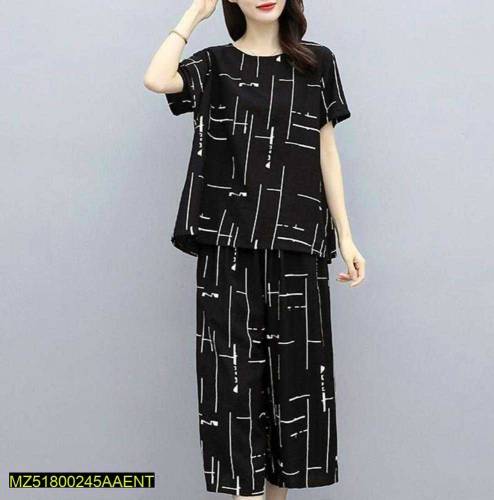 2 pcs women stitched jersey print sleepware 