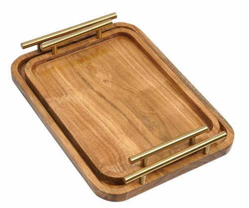 acacia wooden trays set 