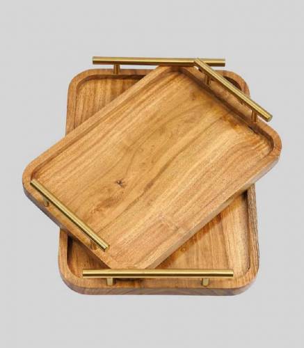 acacia wooden trays set 