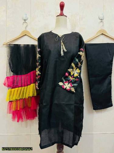 Katan Silk Embroidered 3 Pcs Suit