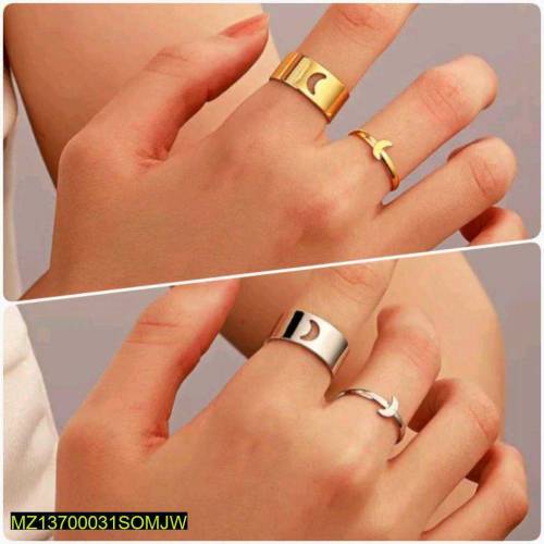4 Pcs Trendy Moon Shape Rings Set