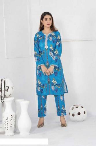 2pcs woman's unstitched khaddar digital printed suit 