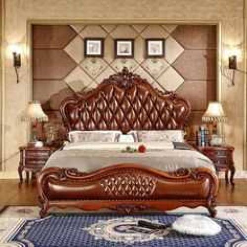 bed with side table