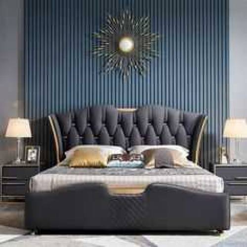 bed with side table
