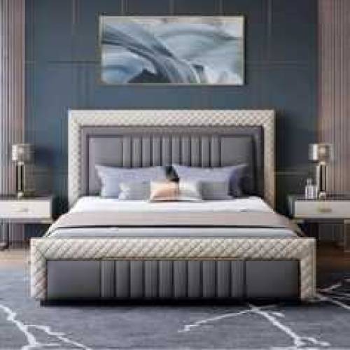 bed with side table