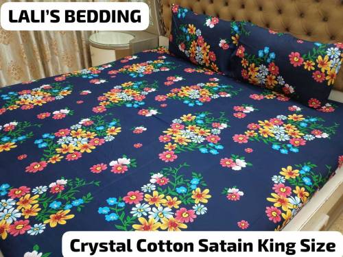 New Design crystal Cotton Satain_ 3 Pcs Bed Sheet 