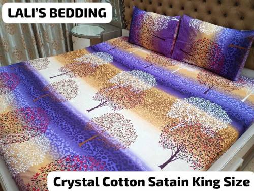 New Design crystal Cotton Satain_ 3 Pcs Bed Sheet 