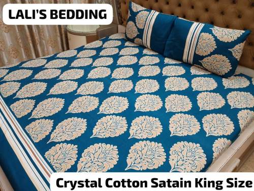 New Design crystal Cotton Satain_ 3 Pcs Bed Sheet 