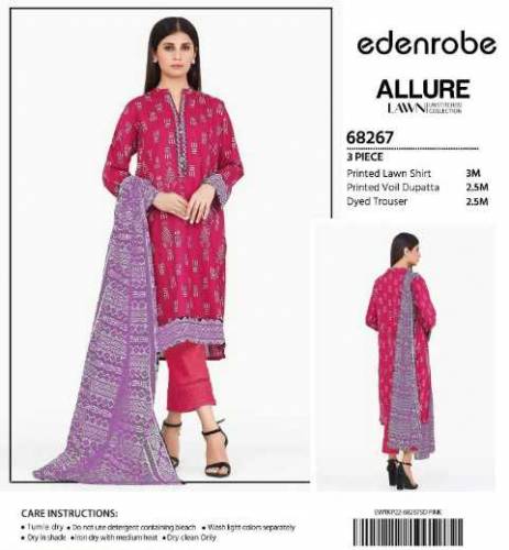 3 Pcs Women Unstitched Lawn Suit 