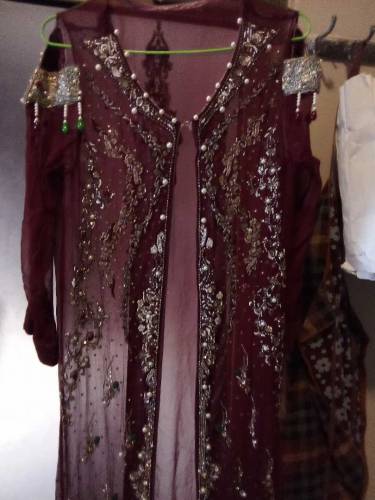 pure chiffon full kamdaar Gown kora Dabka work