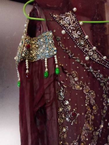 pure chiffon full kamdaar Gown kora Dabka work
