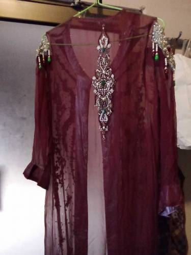 pure chiffon full kamdaar Gown kora Dabka work