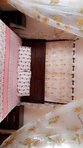 king size wooden curtain bed set with two side table and 2 door almira
