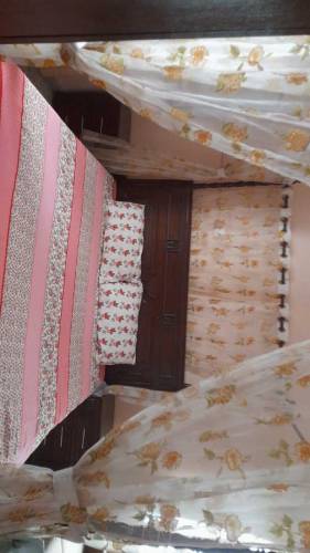 king size wooden curtain bed set with two side table and 2 door almira