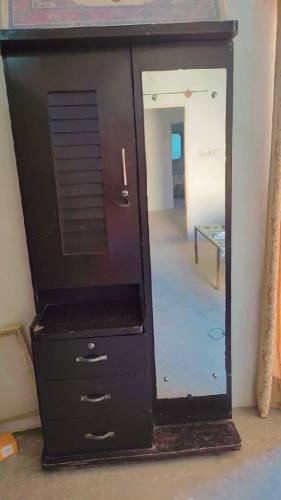 FORMICA BED SET WITH CUPBOARD AND DRESSING 