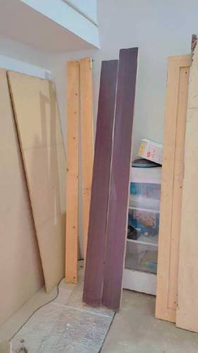FORMICA BED SET WITH CUPBOARD AND DRESSING 