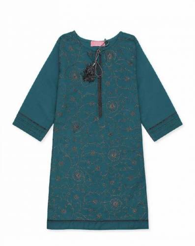 Girls Embroidered Cotton Kurta 
