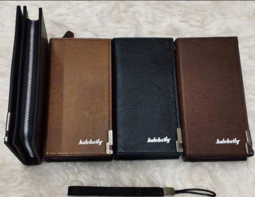 Men’s Leather Plain Bi-Fold Long Wallet