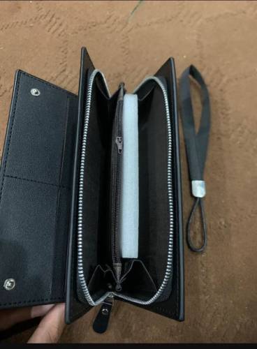 Men’s Leather Plain Bi-Fold Long Wallet