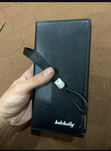 Men’s Leather Plain Bi-Fold Long Wallet