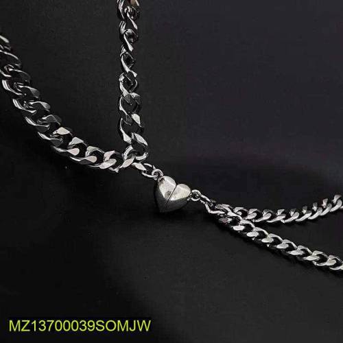 2 pcs Alloy silver plated mangnet Heart Design couple Bracelet 