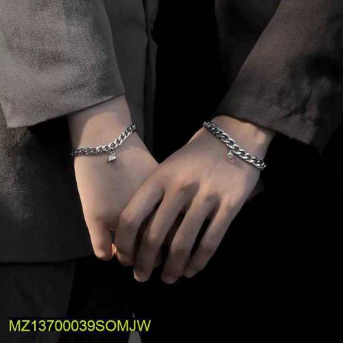 2 pcs Alloy silver plated mangnet Heart Design couple Bracelet 