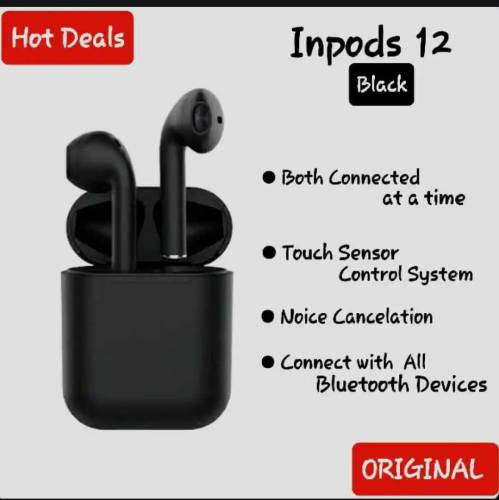 inpods 12 black airpods Bluetooth earbuds with touch 