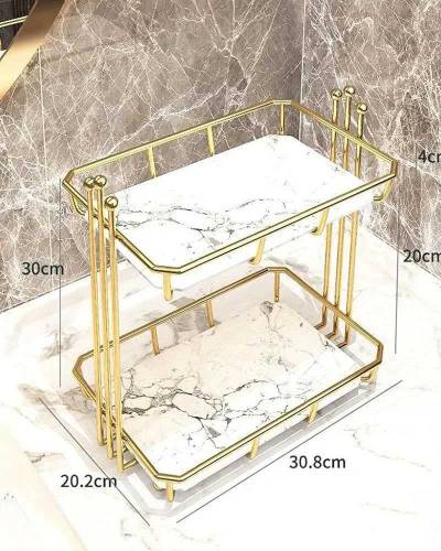 Cosmetic storage transparent makeup organizer 2 tier glass trays