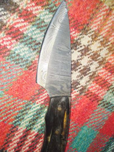 damascus knife whit lather cover
