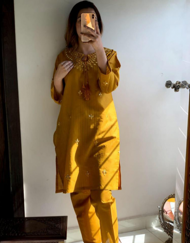 2Pcs women's Stitched Lawn Embroidered Shirt and trousers