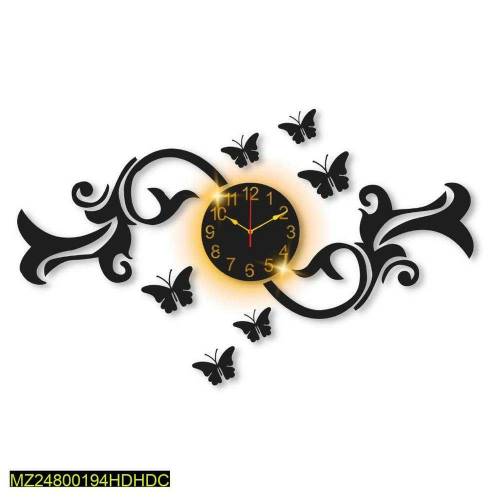 butterfly design laminated wall clock with back light 