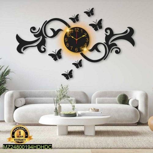 butterfly design laminated wall clock with back light 