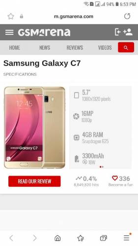 original Samsung c 7 super imlod display