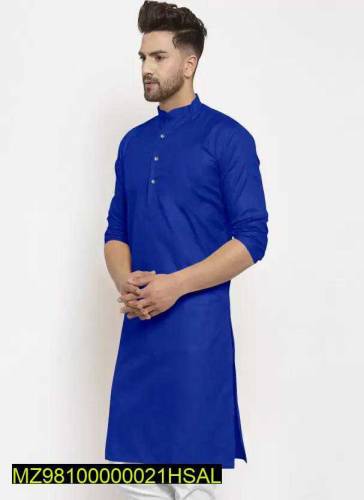 2 Pcs Men's Stitched Cotton Plain Kurta Pajama