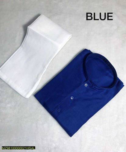 2 Pcs Men's Stitched Cotton Plain Kurta Pajama