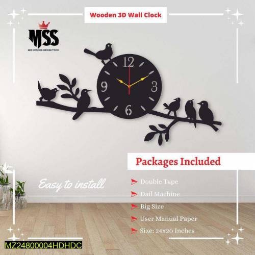 analog stylish design mdf wall clock