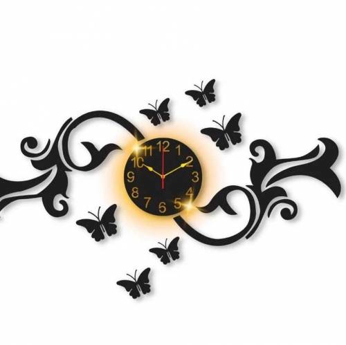 butterfly design  clock wall light