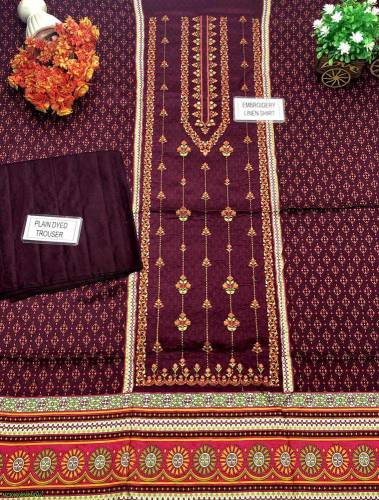 •  Fabric: Linen•  Shirt Front: Printed•  Back: Printed•  Trouser: Pla