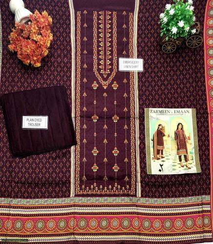 •  Fabric: Linen•  Shirt Front: Printed•  Back: Printed•  Trouser: Pla