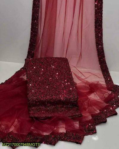 Fabric Shimmer Net unstitch Saree 🥻