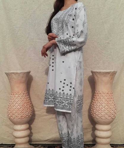 2 PC's Woman's Arabic Lawn Chunri Stitched Suit