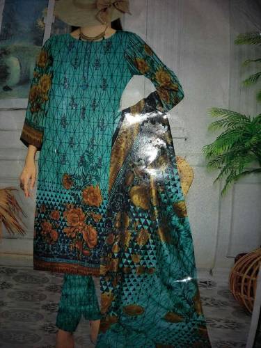 three piece suit brand new unstitched  color sky blue best quality 