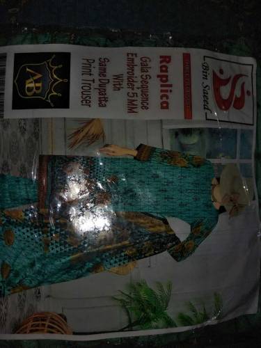 three piece suit brand new unstitched  color sky blue best quality 