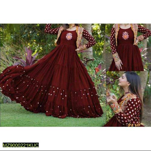 women chiffon embroidered dress 