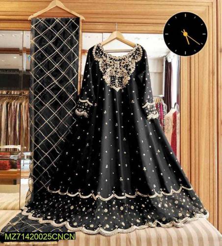 women chiffon embroidered dress 