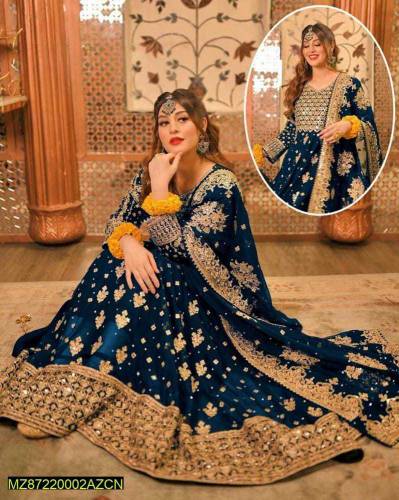women chiffon embroidered dress 