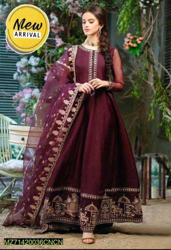 women chiffon embroidered dress 