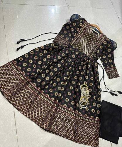 2 Pcs Women's Stitched Cotton Printed Maxi